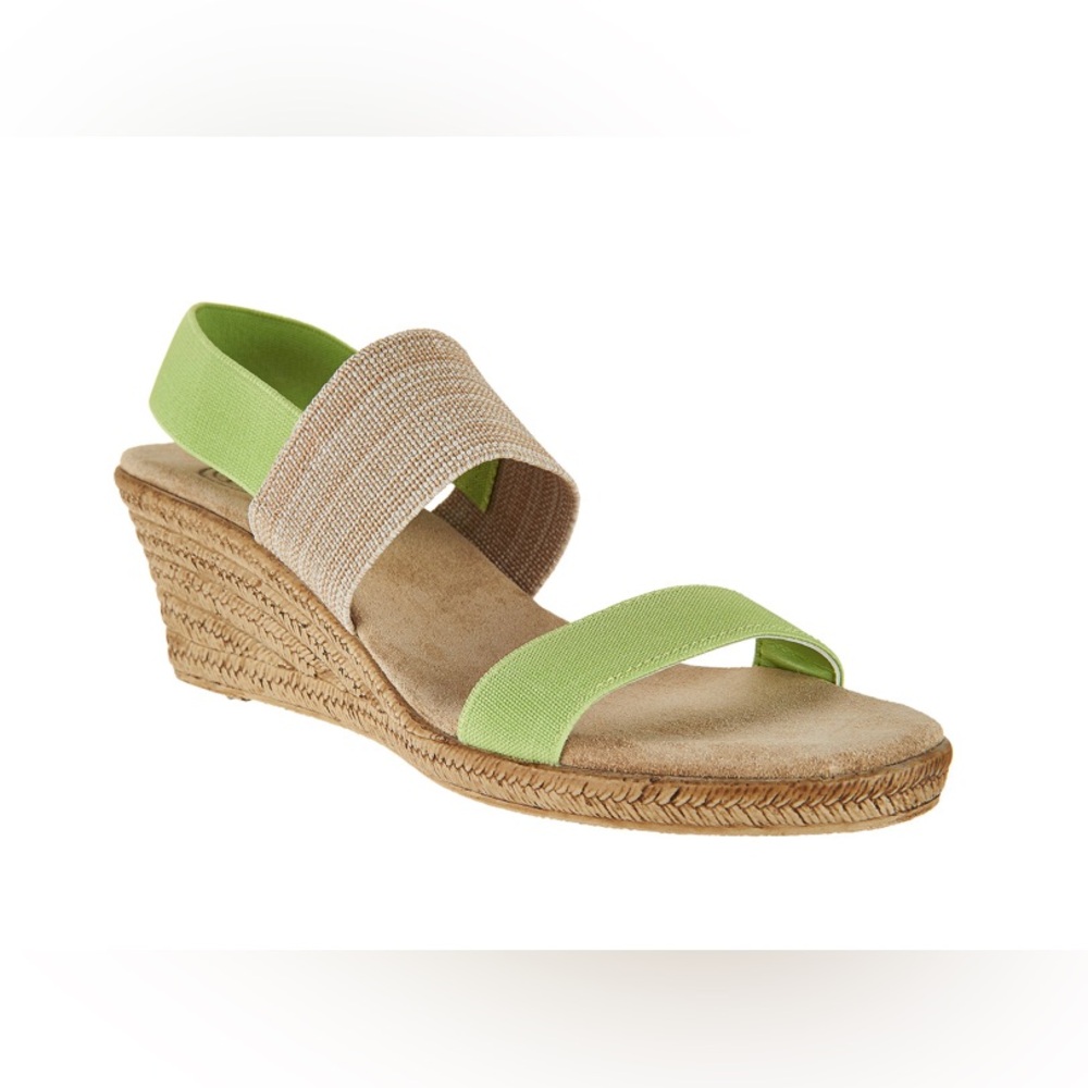 CHARLESTON SHOE CO. Lime Green and Natural Espadrille Wedge Sandals